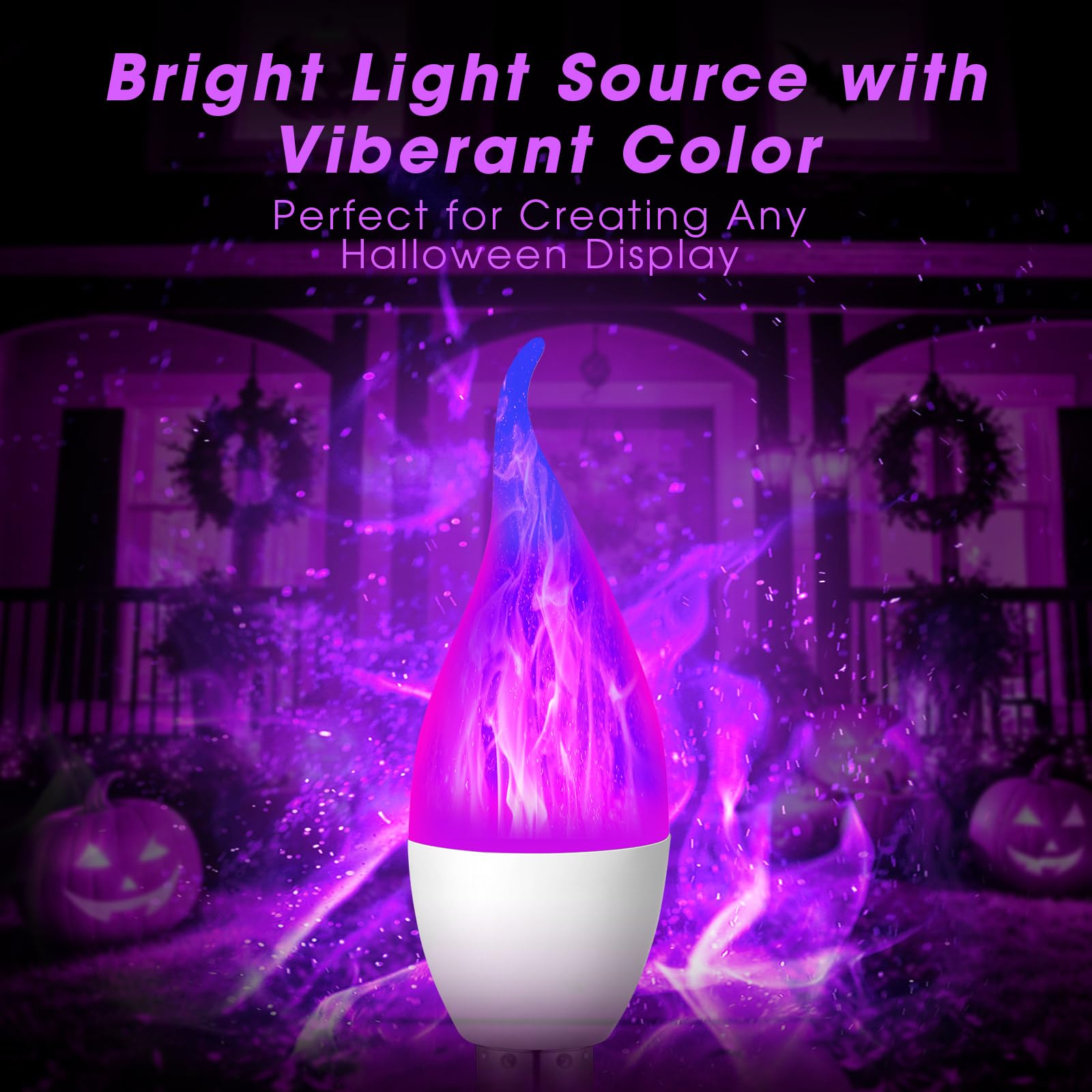 VIHOSE Halloween 6 Pack E12 LED Flickering Light Bulbs Candle